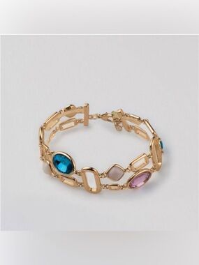 NEW AVON Studio 1886 Acqua Rose Jewels Bracelet Geometric Goldtone Vibrant